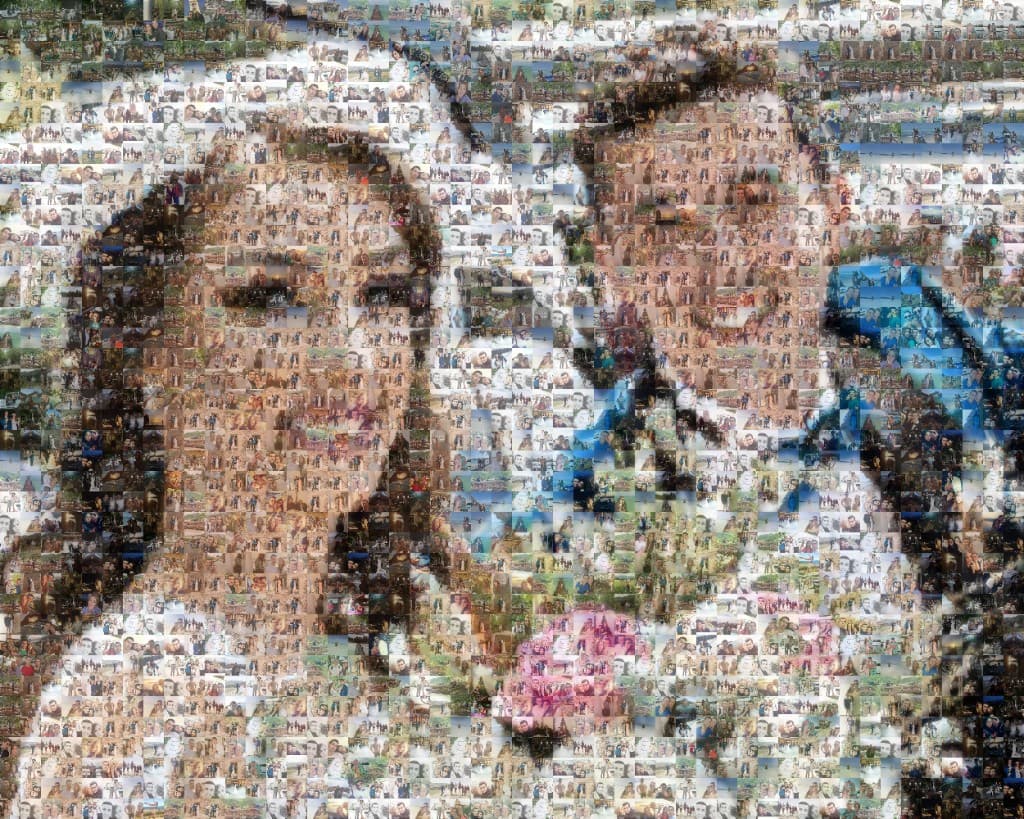 Couple with horses mosaic