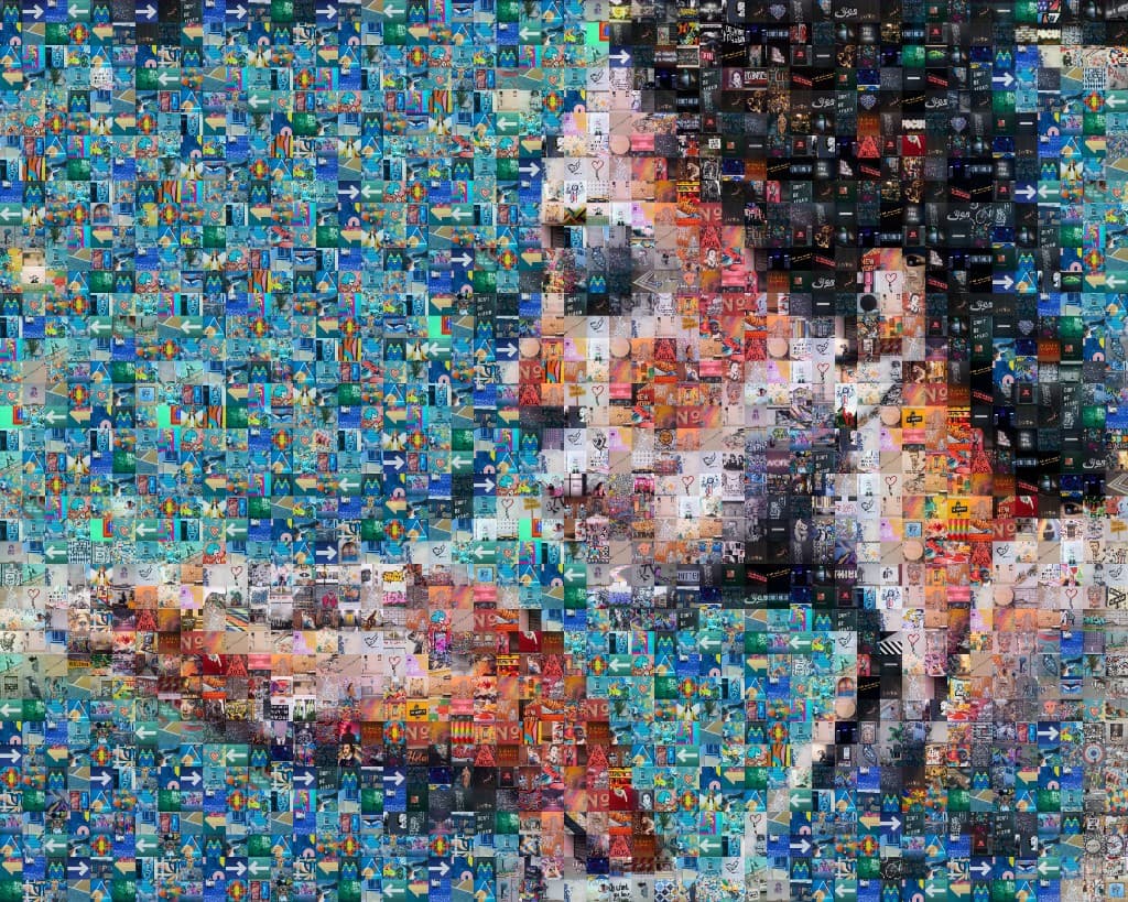 Street art mosaic portrait